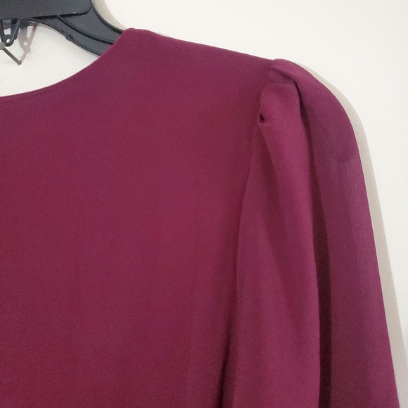 NWT Lulu's Plum My Whole Heart Wrap Dress Maxi Long Sleeve Sheer Size Medium - Picture 6 of 11